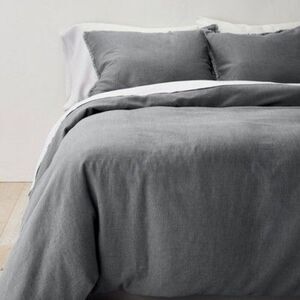 Casaluna - Full/Queen Heavyweight Linen Blend Duvet Cover & S Dark Gray